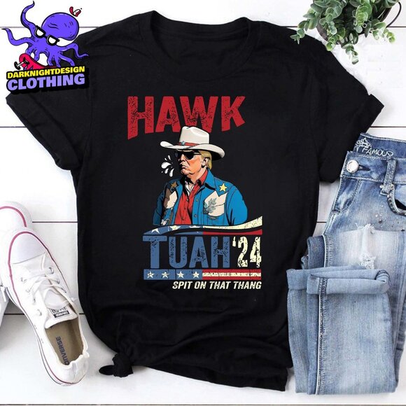 Hawk Tuah Trump 4th Of July Shirt, Funny Meme Shirt - Picture 1 of 2